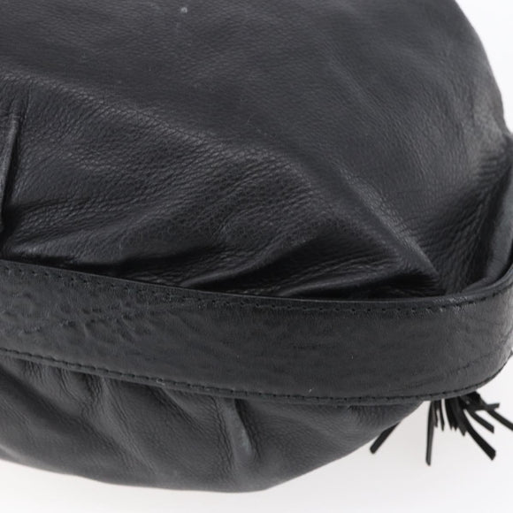 GUCCI Interlocking Shoulder Bag Leather Black Gold 223951 Auth 152851