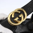 GUCCI Interlocking Shoulder Bag Leather Black Gold 223951 Auth 152851-10
