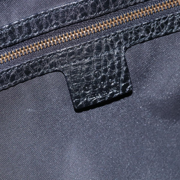 GUCCI Interlocking Shoulder Bag Leather Black Gold 223951 Auth 152851