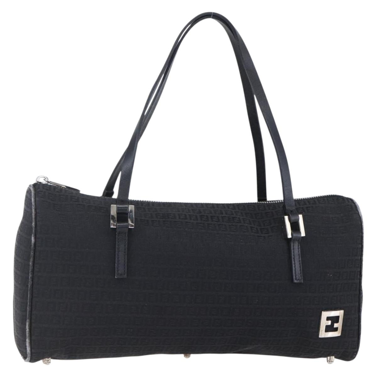 FENDI Zucchino Canvas Hand Bag Black Silver Auth 152852 | Brand