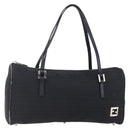FENDI Zucchino Canvas Hand Bag Black Silver Auth 152852-1