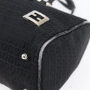 FENDI Zucchino Canvas Hand Bag Black Silver Auth 152852-10