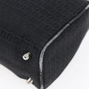 FENDI Zucchino Canvas Hand Bag Black Silver Auth 152852-12