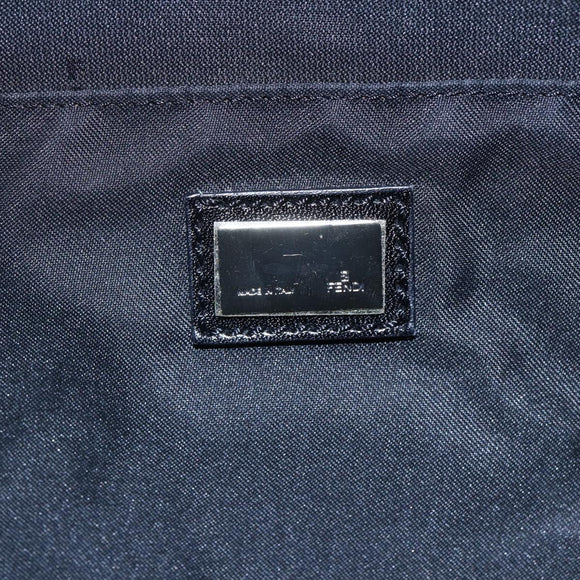 FENDI Zucchino Canvas Hand Bag Black Silver Auth 152852
