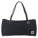 FENDI Zucchino Canvas Hand Bag Black Silver Auth 152852-2