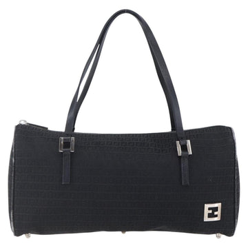 FENDI Zucchino Canvas Hand Bag Black Silver Auth 152852 - 0