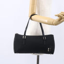 FENDI Zucchino Canvas Hand Bag Black Silver Auth 152852-21