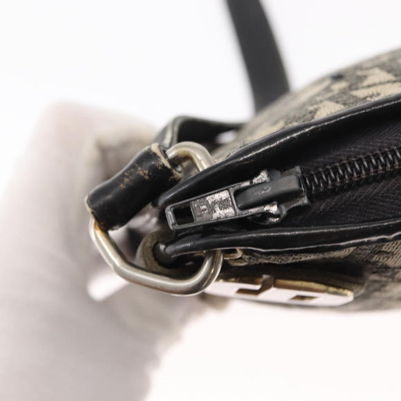 Christian Dior Trotter Canvas Shoulder Bag Black Silver Auth 152860