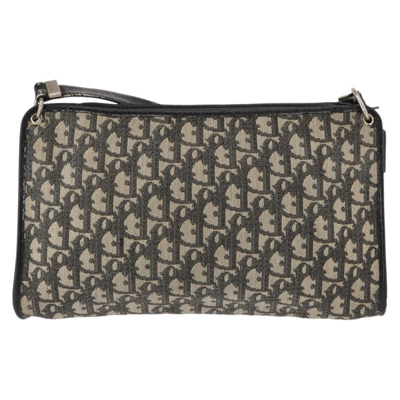 Christian Dior Trotter Canvas Shoulder Bag Black Silver Auth 152860