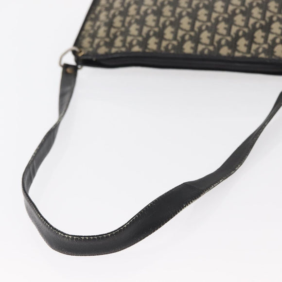 Christian Dior Trotter Canvas Shoulder Bag Black Silver Auth 152860