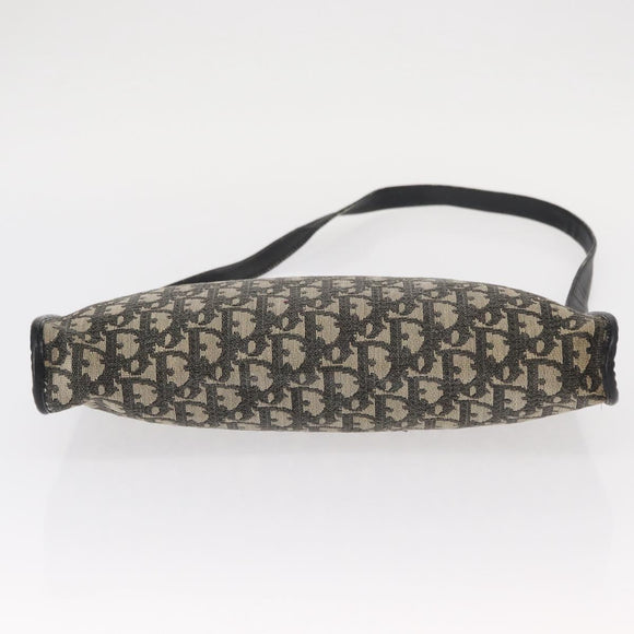 Christian Dior Trotter Canvas Shoulder Bag Black Silver Auth 152860