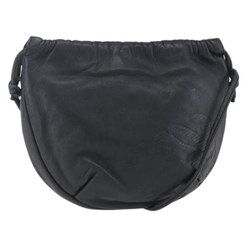 LOEWE Anagram Shoulder Bag Leather Black Silver Auth 152861