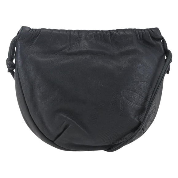 LOEWE Anagram Shoulder Bag Leather Black Silver Auth 152861