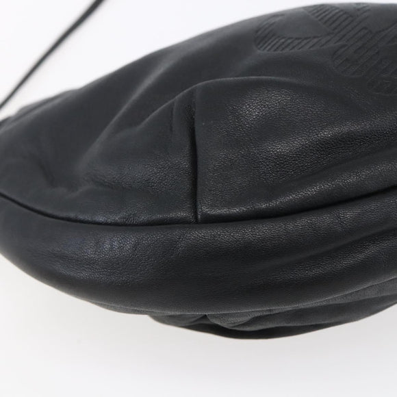 LOEWE Anagram Shoulder Bag Leather Black Silver Auth 152861