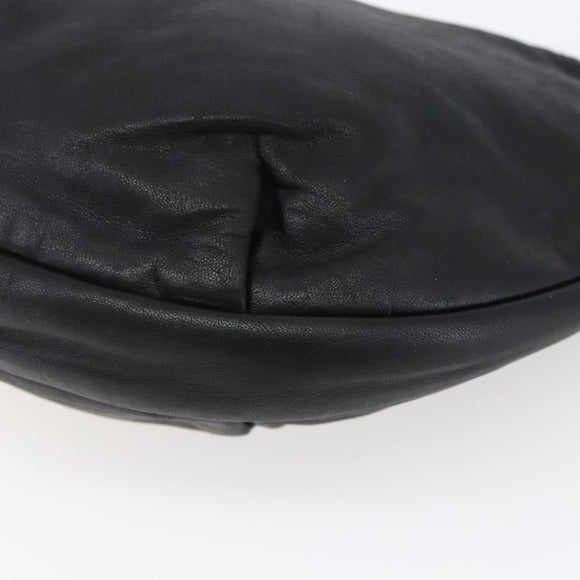 LOEWE Anagram Shoulder Bag Leather Black Silver Auth 152861