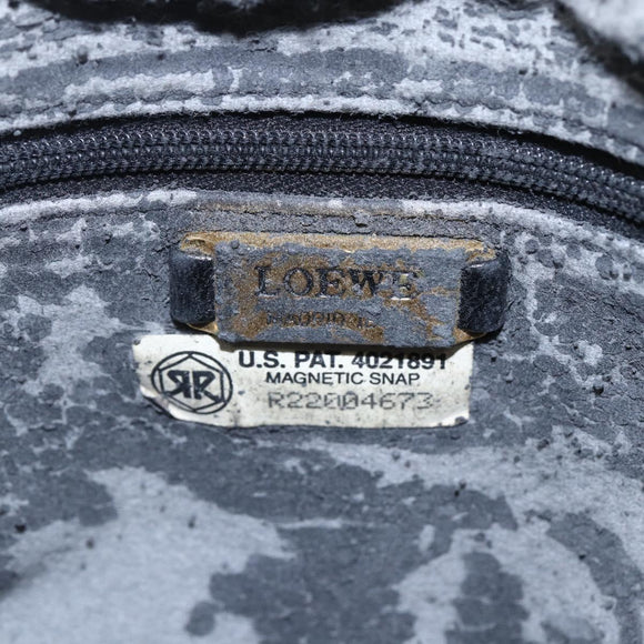 LOEWE Anagram Shoulder Bag Leather Black Silver Auth 152861