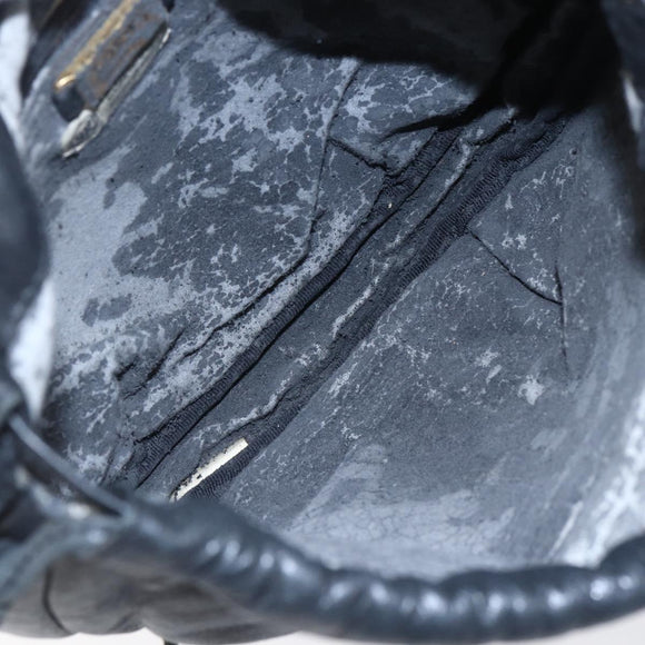 LOEWE Anagram Shoulder Bag Leather Black Silver Auth 152861