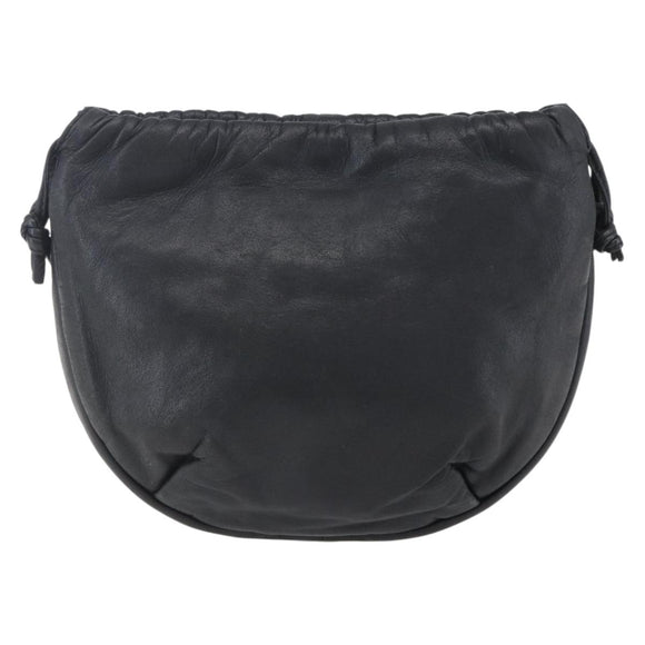 LOEWE Anagram Shoulder Bag Leather Black Silver Auth 152861