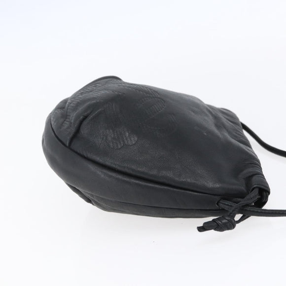 LOEWE Anagram Shoulder Bag Leather Black Silver Auth 152861