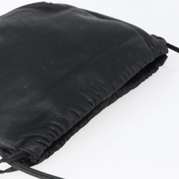 LOEWE Anagram Shoulder Bag Leather Black Silver Auth 152861