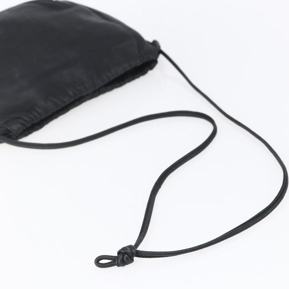 LOEWE Anagram Shoulder Bag Leather Black Silver Auth 152861