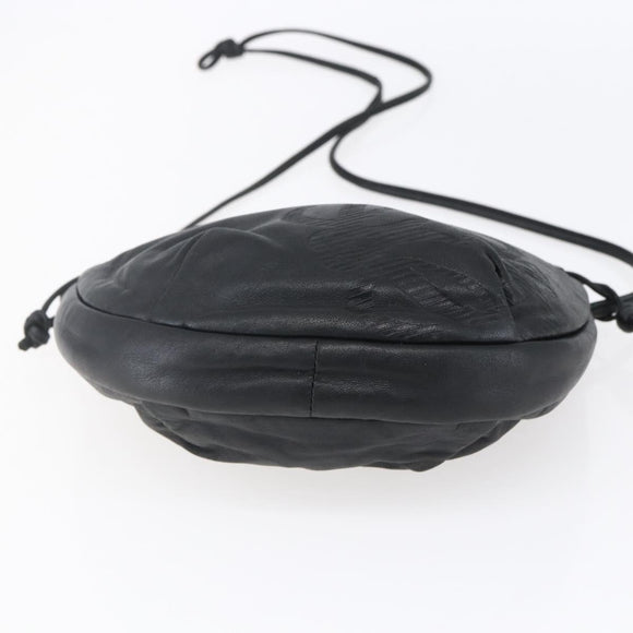 LOEWE Anagram Shoulder Bag Leather Black Silver Auth 152861