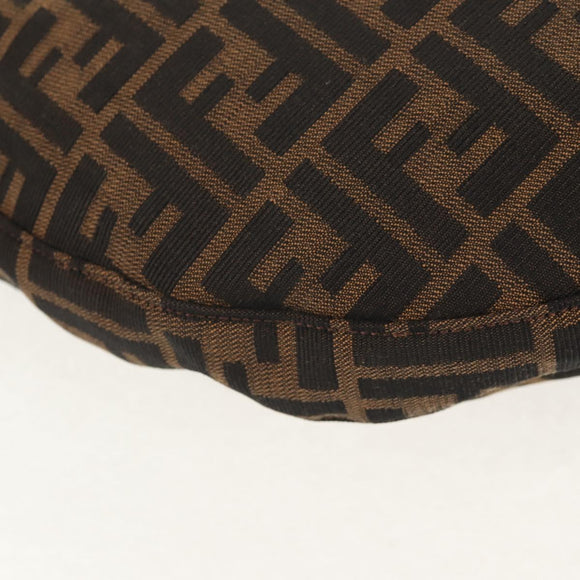 FENDI Zucca Canvas Mamma Baguette Shoulder Bag Black Brown Auth 152862V