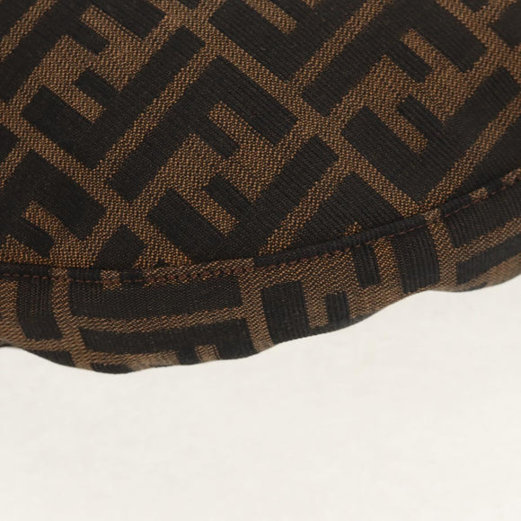 FENDI Zucca Canvas Mamma Baguette Shoulder Bag Black Brown Auth 152862V