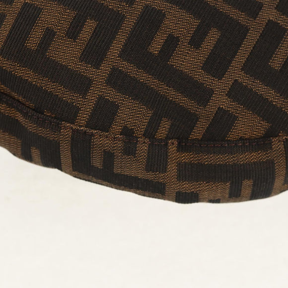 FENDI Zucca Canvas Mamma Baguette Shoulder Bag Black Brown Auth 152862V