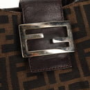 FENDI Zucca Canvas Mamma Baguette Shoulder Bag Black Brown Auth 152862V-15
