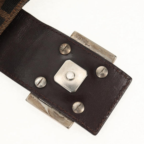 FENDI Zucca Canvas Mamma Baguette Shoulder Bag Black Brown Auth 152862V