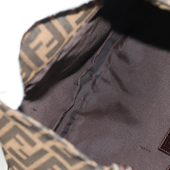 FENDI Zucca Canvas Mamma Baguette Shoulder Bag Black Brown Auth 152862V