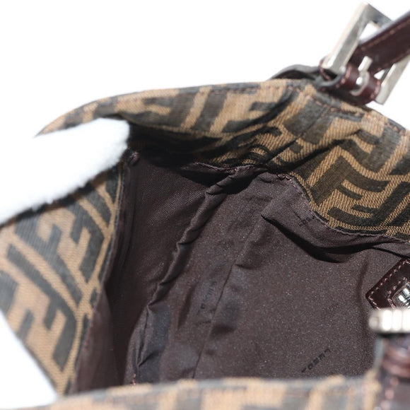 FENDI Zucca Canvas Mamma Baguette Shoulder Bag Black Brown Auth 152862V