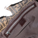 FENDI Zucca Canvas Mamma Baguette Shoulder Bag Black Brown Auth 152862V-21