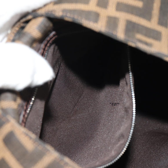 FENDI Zucca Canvas Mamma Baguette Shoulder Bag Black Brown Auth 152862V