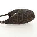 FENDI Zucca Canvas Mamma Baguette Shoulder Bag Black Brown Auth 152862V-4
