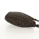 FENDI Zucca Canvas Mamma Baguette Shoulder Bag Black Brown Auth 152862V-5