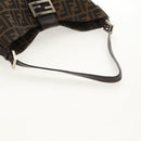 FENDI Zucca Canvas Mamma Baguette Shoulder Bag Black Brown Auth 152862V-7