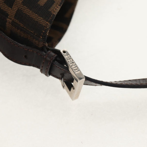FENDI Zucca Canvas Mamma Baguette Shoulder Bag Black Brown Auth 152862V
