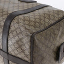 CELINE Macadam Canvas Hand Bag PVC Beige Dark Brown gold Auth 152874-9