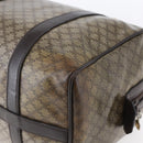 CELINE Macadam Canvas Hand Bag PVC Beige Dark Brown gold Auth 152874-15