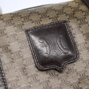 CELINE Macadam Canvas Hand Bag PVC Beige Dark Brown gold Auth 152874-17