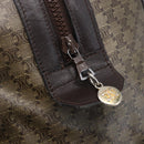 CELINE Macadam Canvas Hand Bag PVC Beige Dark Brown gold Auth 152874-10