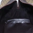 CELINE Macadam Canvas Hand Bag PVC Beige Dark Brown gold Auth 152874-19