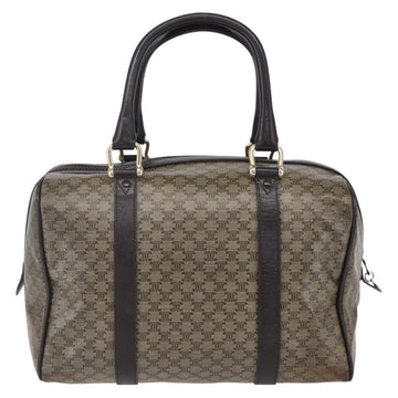 CELINE Macadam Canvas Hand Bag PVC Beige Dark Brown gold Auth 152874 - 0