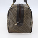 CELINE Macadam Canvas Hand Bag PVC Beige Dark Brown gold Auth 152874-3