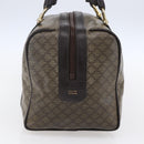 CELINE Macadam Canvas Hand Bag PVC Beige Dark Brown gold Auth 152874-4