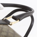 CELINE Macadam Canvas Hand Bag PVC Beige Dark Brown gold Auth 152874-8