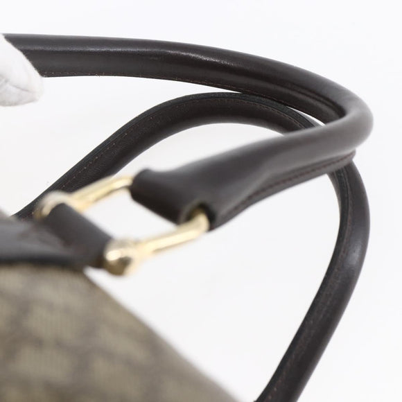 CELINE Macadam Canvas Hand Bag PVC Beige Dark Brown gold Auth 152874