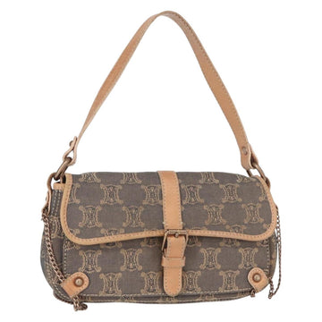 CELINE Paris Macadam Canvas Shoulder Bag Denim Blue Auth 152878